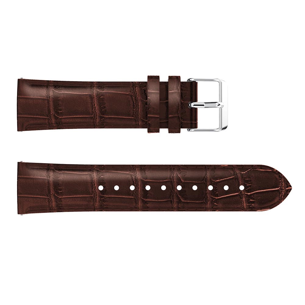 22mm Krokodil Textur Echtes Leder Uhrenarmband Ersatz Für Samsung Galaxy Watch 46mm - Braun-3