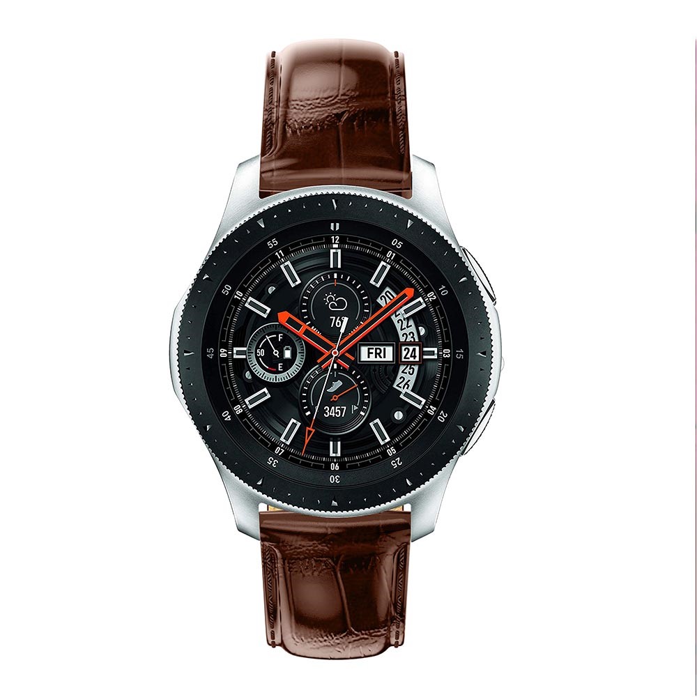 22mm Krokodil Textur Echtes Leder Uhrenarmband Ersatz Für Samsung Galaxy Watch 46mm - Braun-4