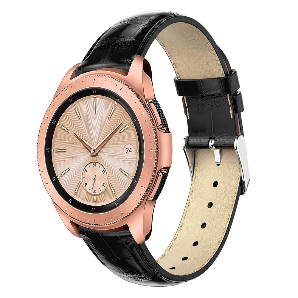 Crocodile Texture Genuine Leather Watch Bracelet for Samsung Galaxy Watch 42mm - Black-4