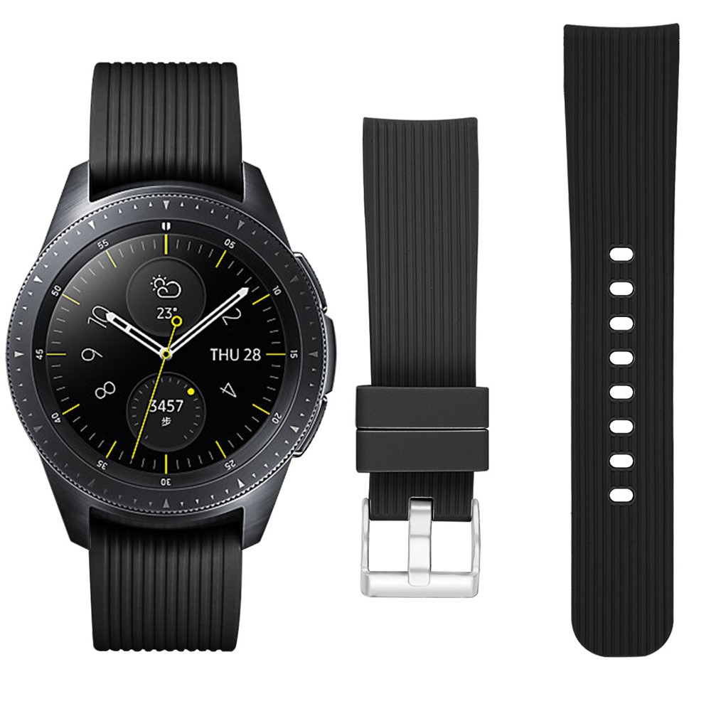 Stripe Texture Soft Silicone Watch Strap for Samsung Galaxy Watch 42mm - Black-1