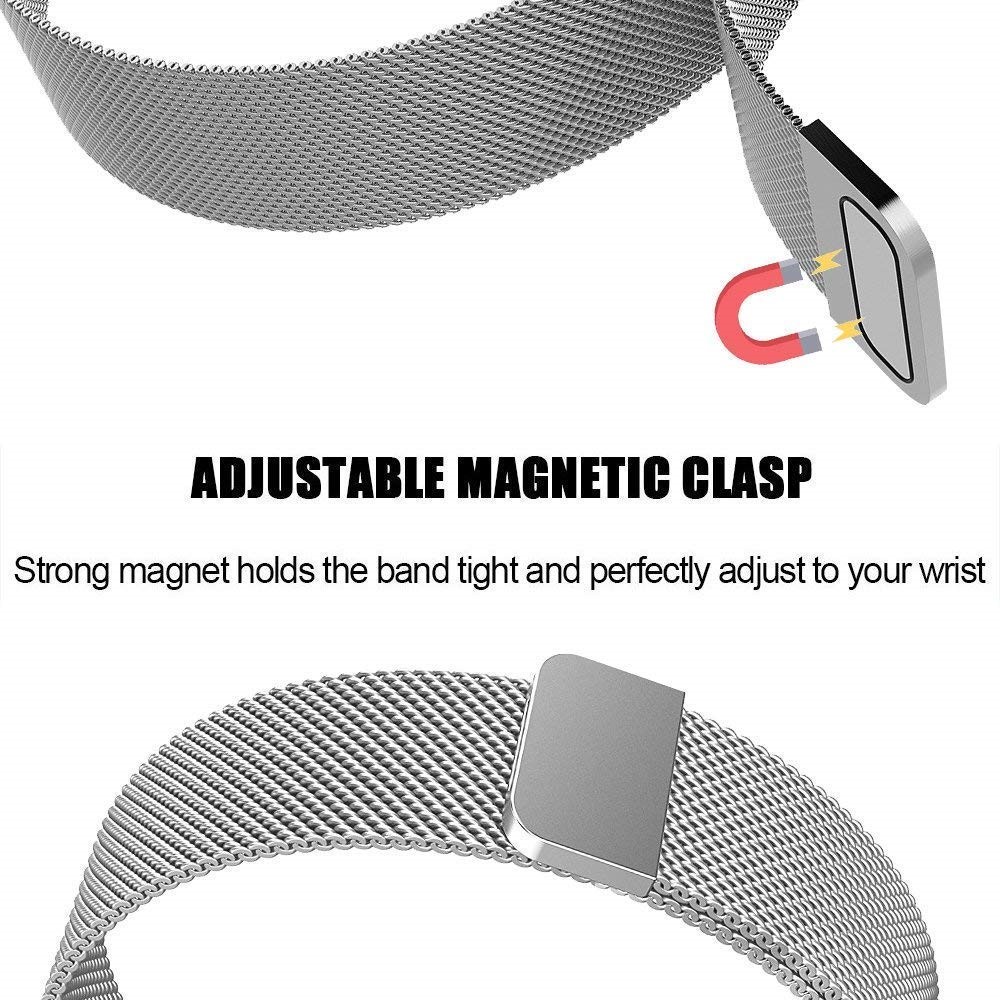 Luxury Milanese Stainless Steel Magnetic Watch Band for Fitbit Charge 3 - Size: L / Silver-2