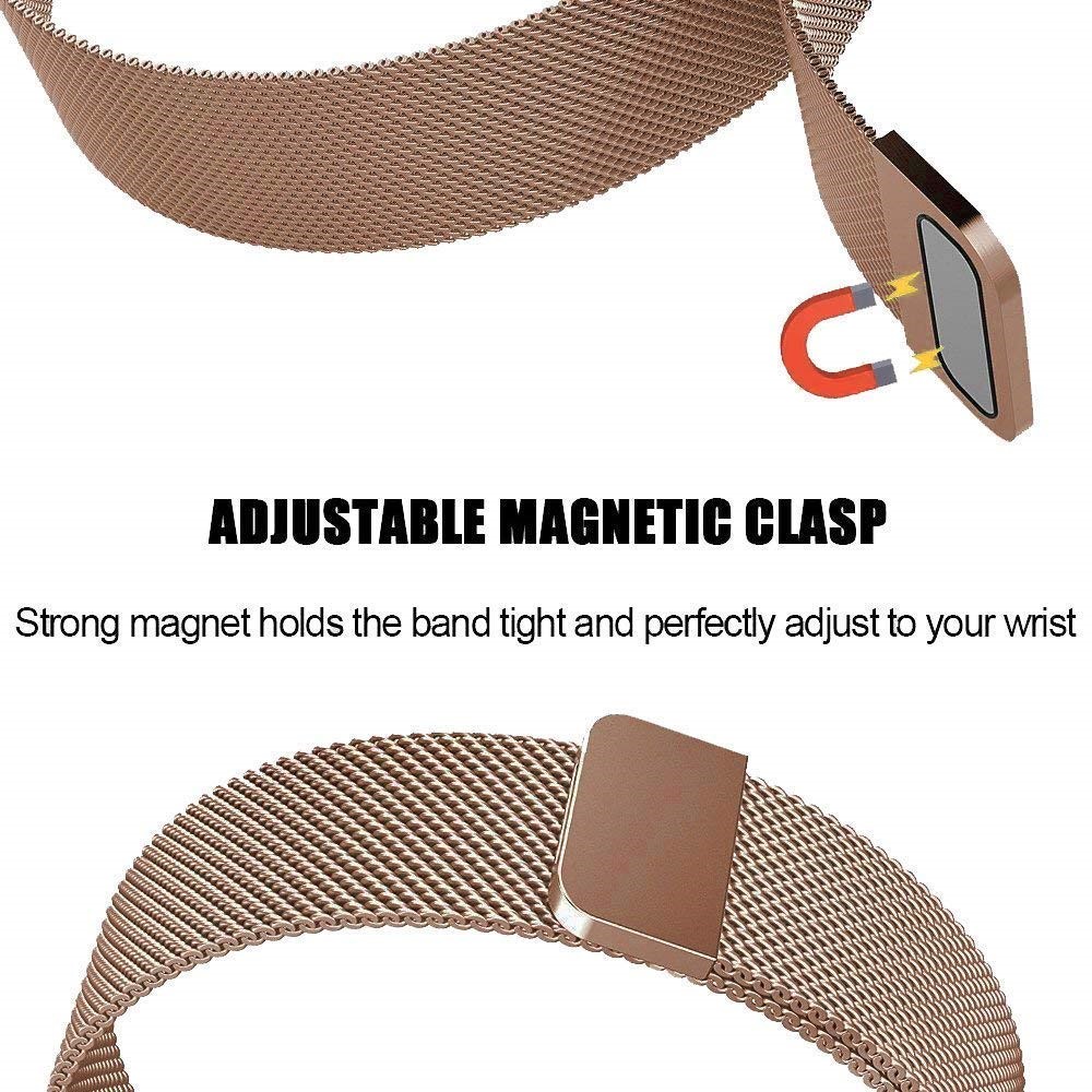 Substituição Magnética Milanese De Aço Inoxidável Luxuosa Da Correia Do Relógio Para A Carga Do Fitbit 3 - Tamanho: L / Rosa Ouro-4