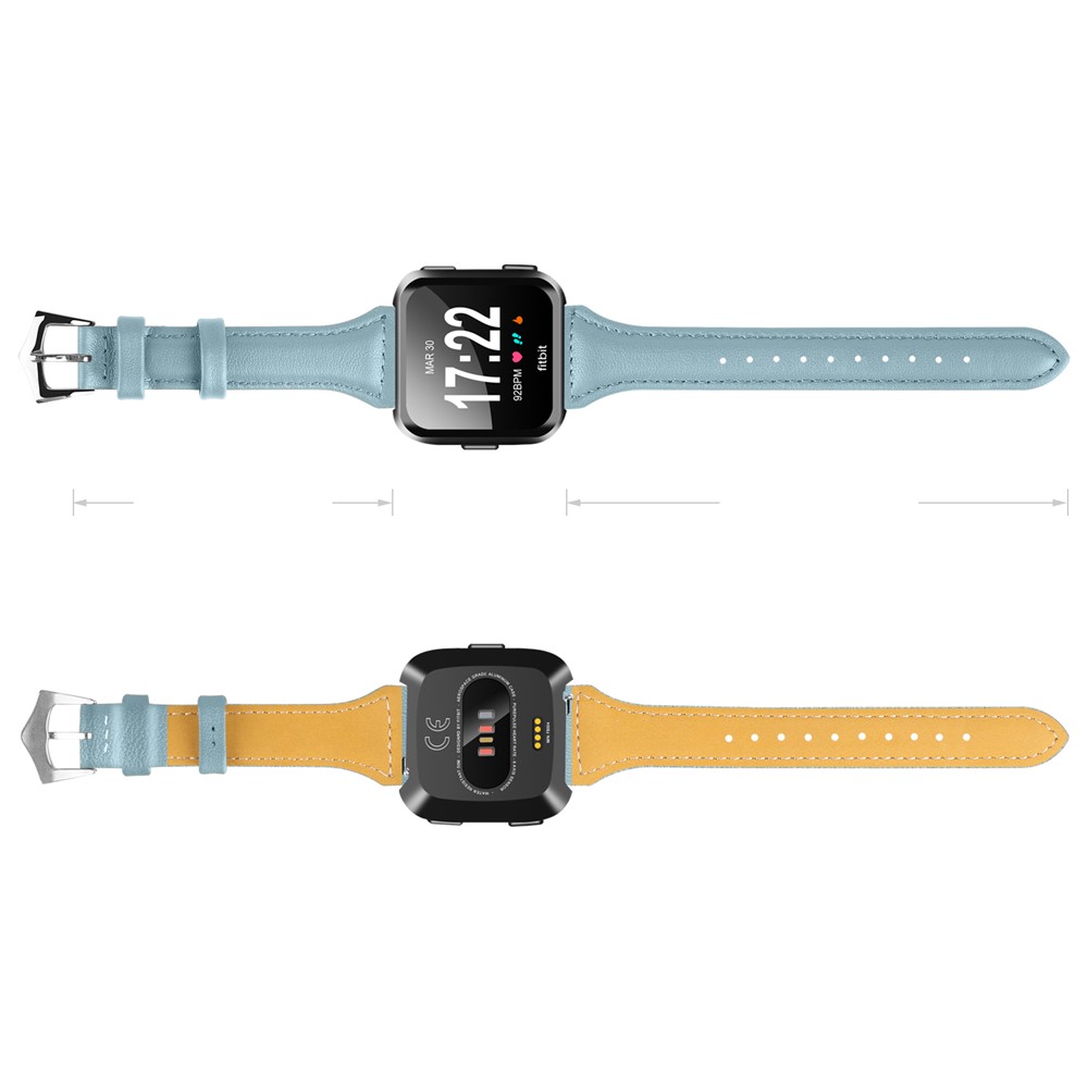 Streamline Design Genuine Leather Watch Band Wrist Strap for Fitbit Versa - Blue-2