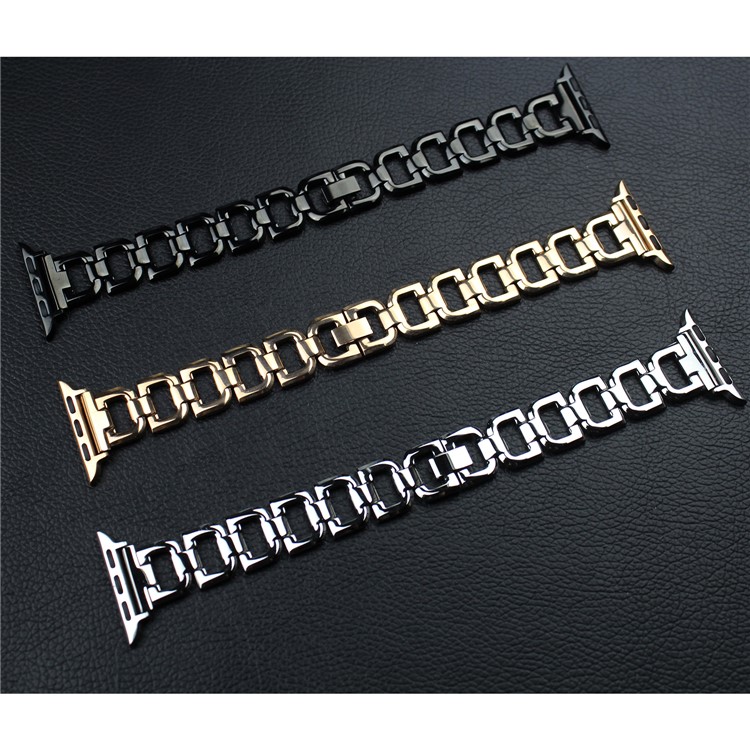 Stylish D-shape Stainless Steel Watch Band for Apple Watch Series 3 / 2 / 1 42mm - Black-3