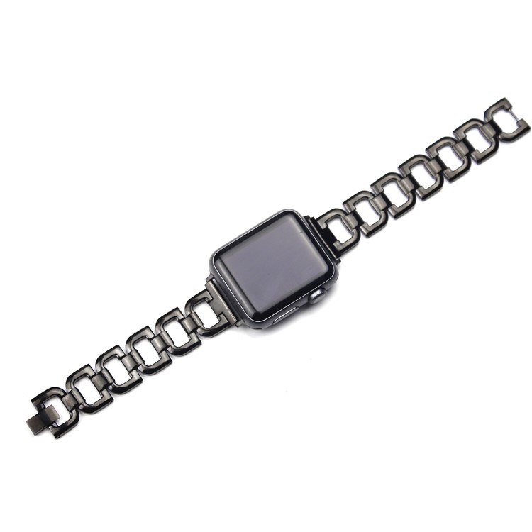 Stylish D-shape Stainless Steel Watch Band for Apple Watch Series 3 / 2 / 1 42mm - Black-4