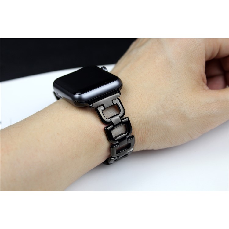 Stylish D-shape Stainless Steel Watch Band for Apple Watch Series 3 / 2 / 1 42mm - Black-6