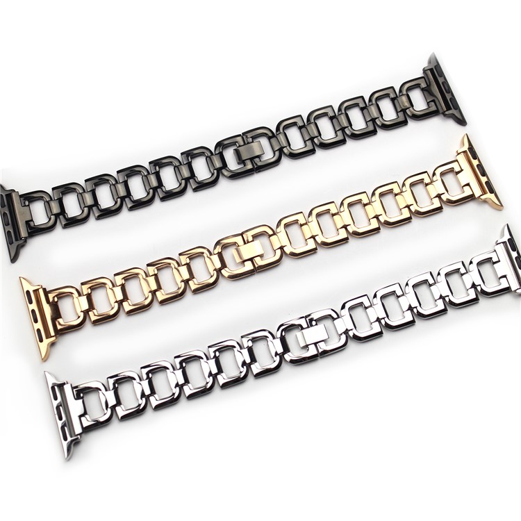 Stylish D-shape Stainless Steel Watch Band for Apple Watch Series 3 / 2 / 1 42mm - Black-8
