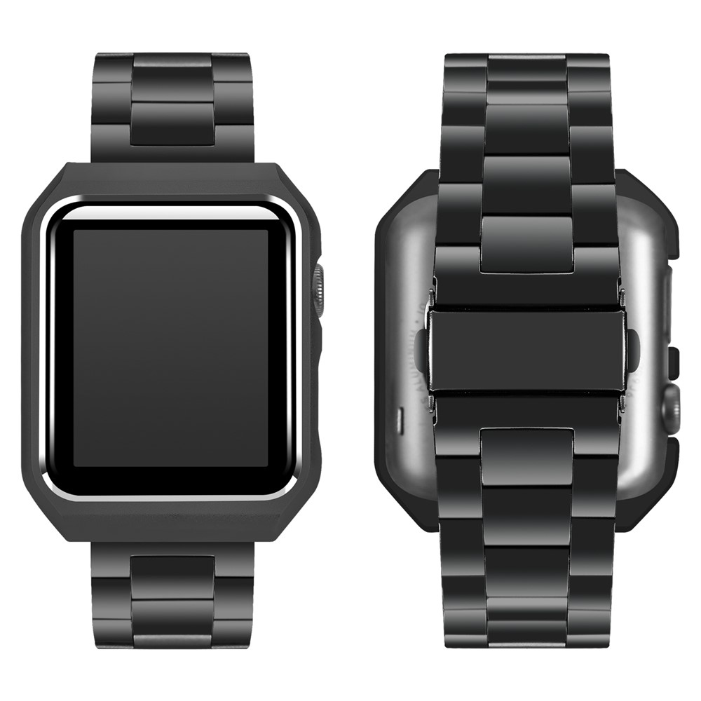 Three Beads Stainless Steel Watch Strap with Protector Frame for Apple Watch Series 3 / 2 / 1 38mm - Black-2