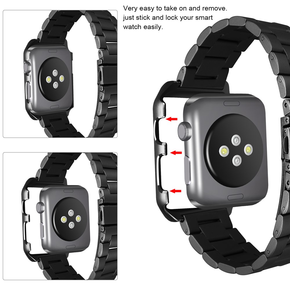 Three Beads Stainless Steel Watch Strap with Protector Frame for Apple Watch Series 3 / 2 / 1 38mm - Black-3
