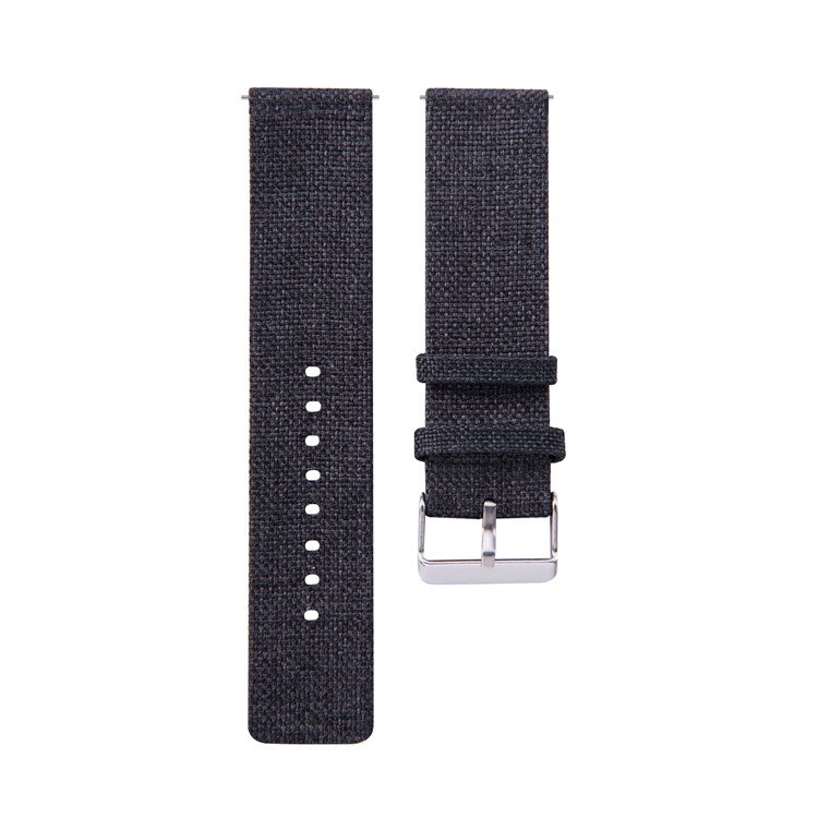 Metal Buckle Nylon Canvas Watch Strap 22mm for Samsung Galaxy Watch 46mm/Garmin Vivoactive 4 - Black-2