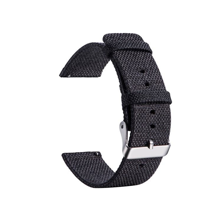 Metal Buckle Nylon Canvas Watch Strap 22mm for Samsung Galaxy Watch 46mm/Garmin Vivoactive 4 - Black-4