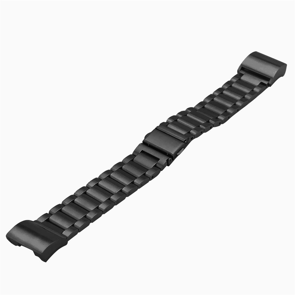 Solid Stainless Steel Wrist Watch Strap Butterfly Buckle for Fitbit Charge 3 - Black-5
