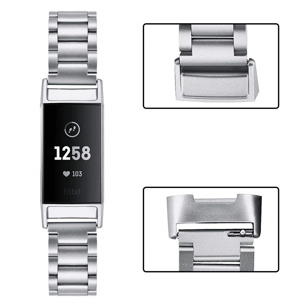 Feste Edelstahlarmbandbandschmetterlingsschnalle Für Fitbit Gebühr 3 - Silber--4