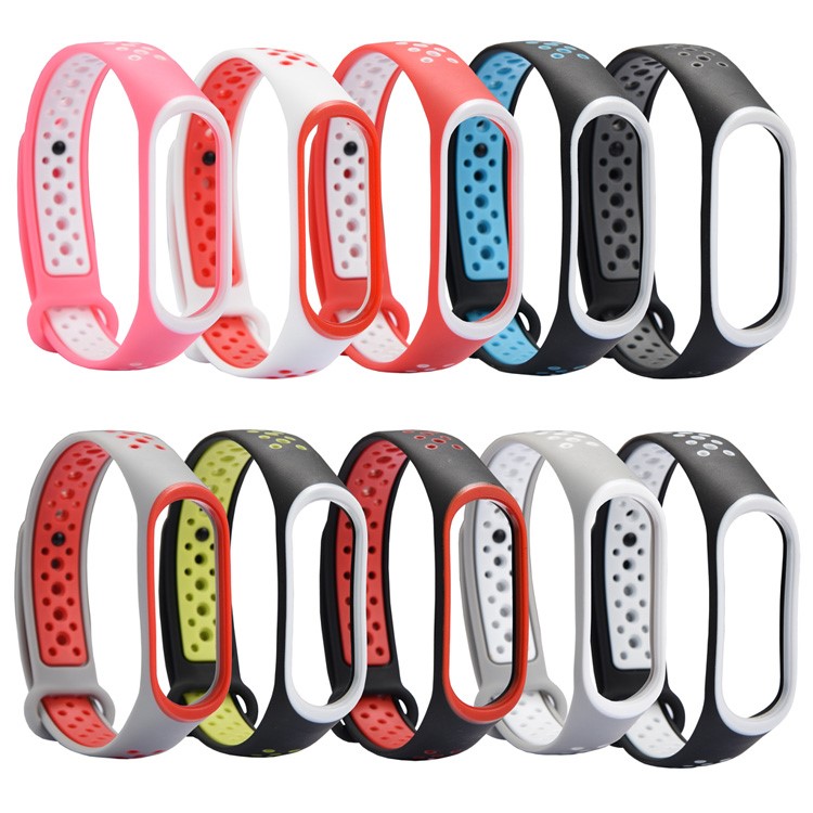 Hollow Two-tone Soft Silicone Watch Band for Xiaomi Mi Band 3 - Dark Grey / Black-2