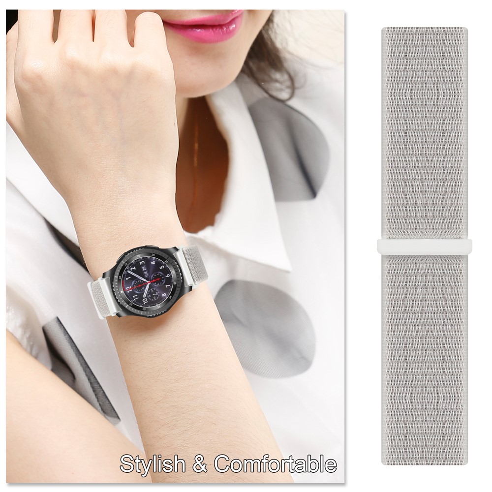 Nylon Velcro Closure Watch Band Strap Part for Samsung Gear S2 - White-5
