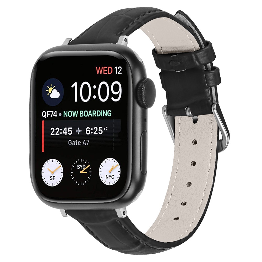 Genuine Leather Metal Buckle Watch Band for Apple Watch Series 3 / 2 / 1 42mm - Black-2