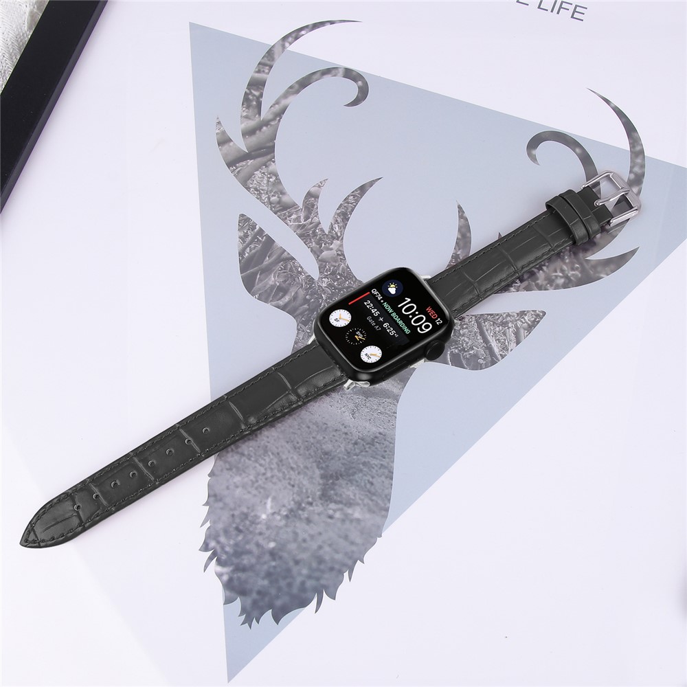 Genuine Leather Metal Buckle Watch Band for Apple Watch Series 3 / 2 / 1 42mm - Black-4