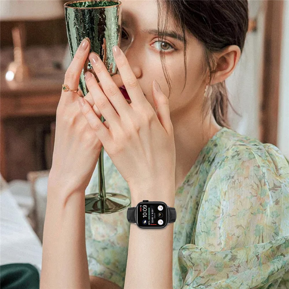 Genuine Leather Metal Buckle Watch Band for Apple Watch Series 3 / 2 / 1 42mm - Black-5
