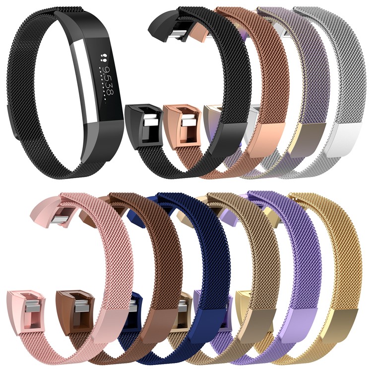 Luxury Plating Milanese Stainless Steel Magnetic Watch Strap for Fitbit Ace - Black-5