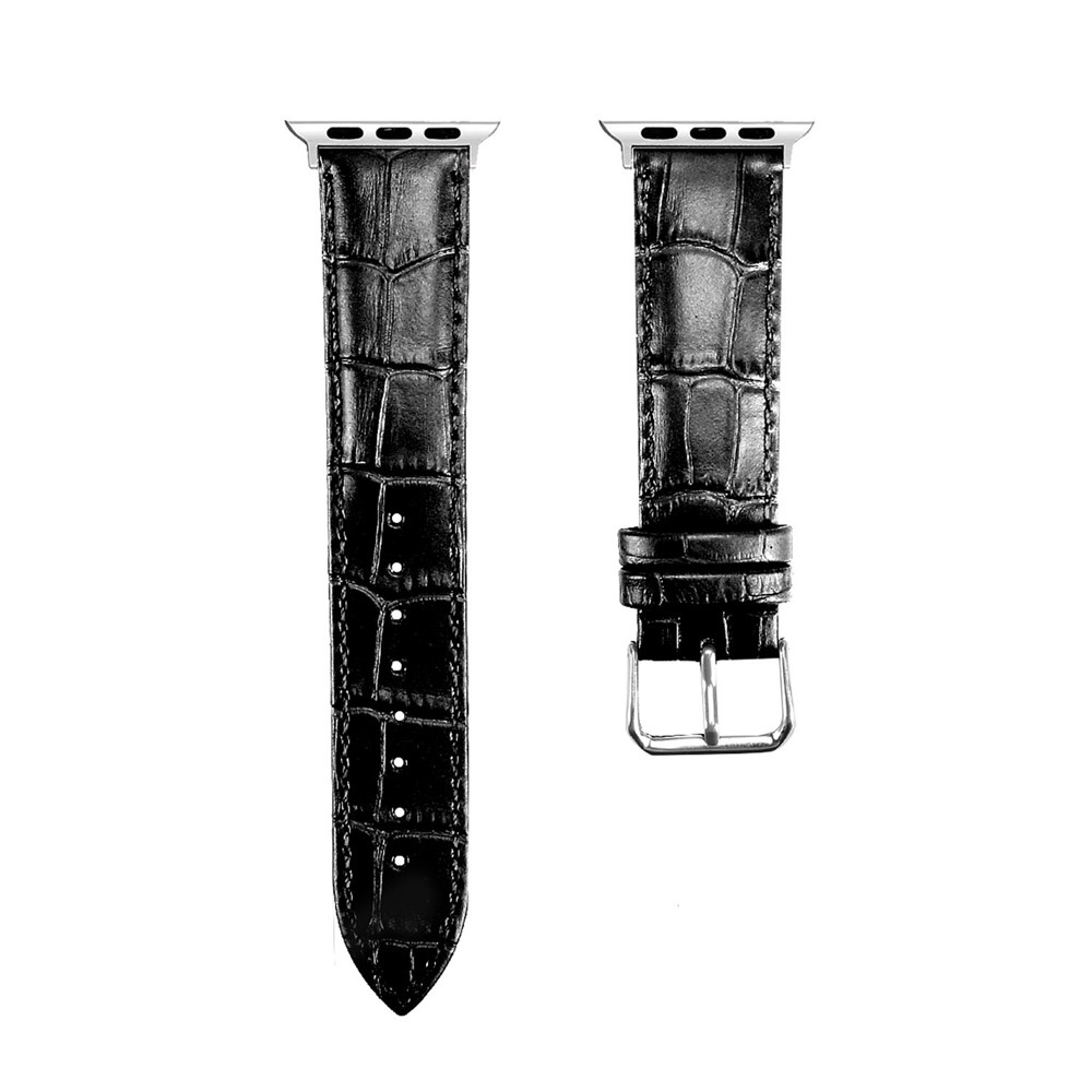 Genuine Leather Metal Buckle Watch Band for Apple Watch Series 3 / 2 / 1 38mm - Black-1