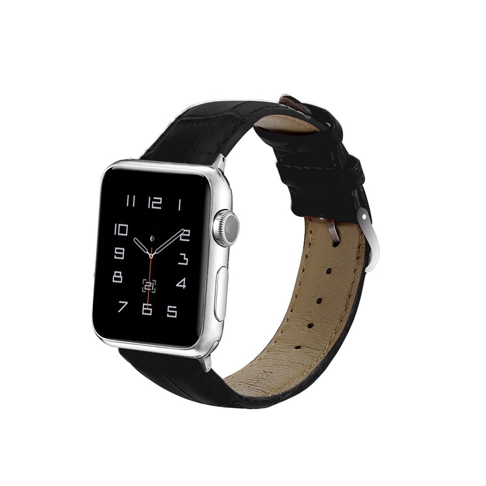 Genuine Leather Metal Buckle Watch Band for Apple Watch Series 3 / 2 / 1 38mm - Black-2