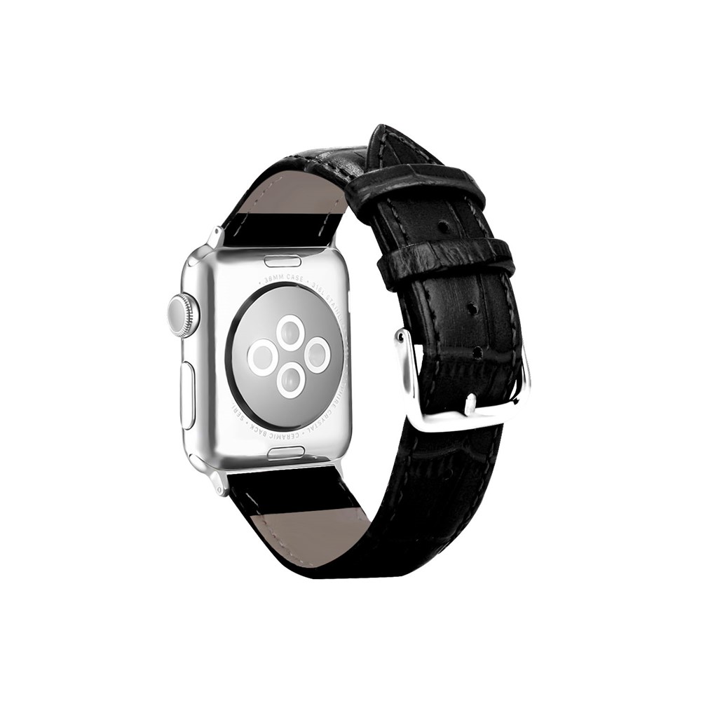 Genuine Leather Metal Buckle Watch Band for Apple Watch Series 3 / 2 / 1 38mm - Black-4