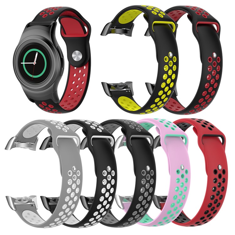 Two-tone Silicone Watch Strap for Samsung Gear S2 R720 / R730 - Black / Grey-5