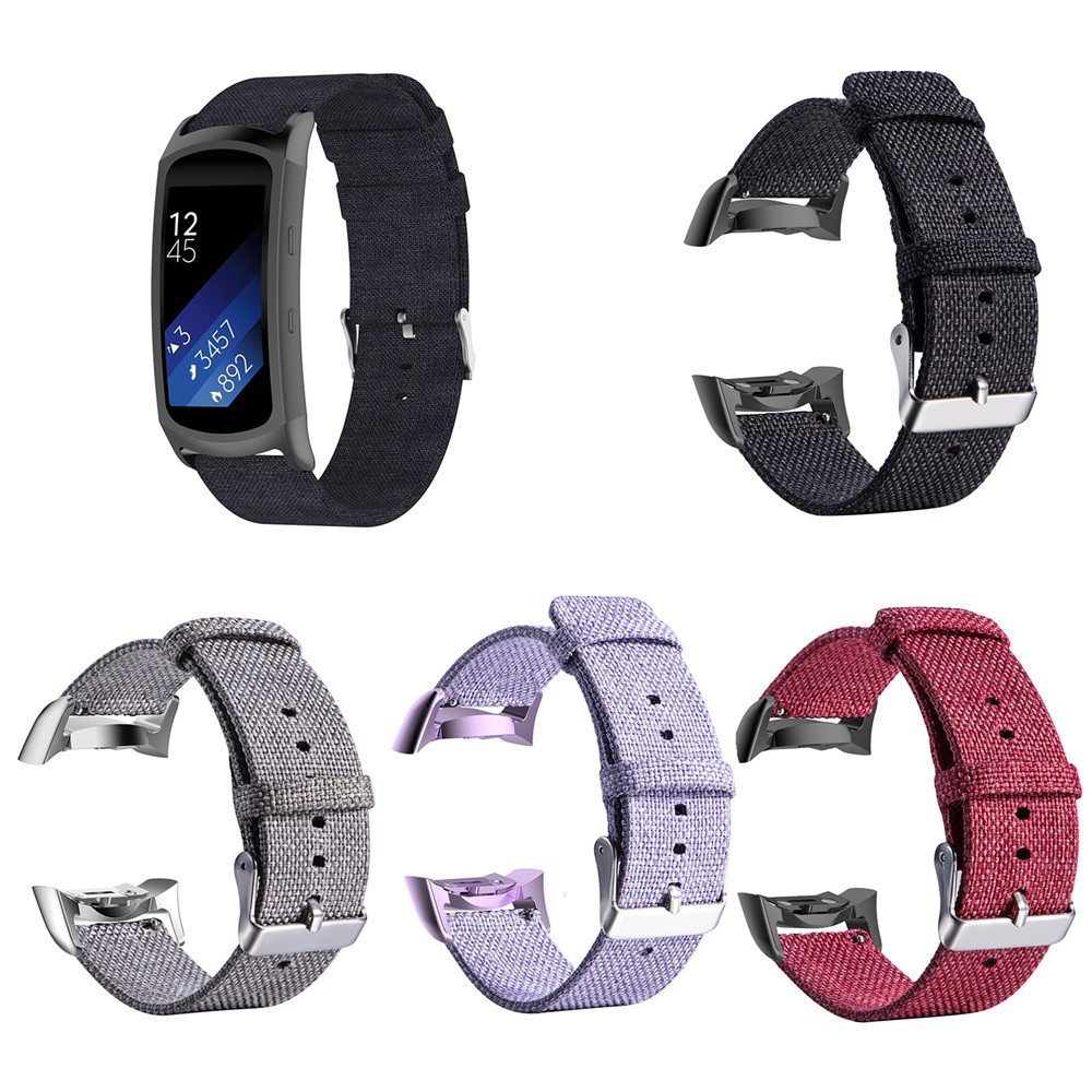 Breathable Canvas Watch Band Replacement for Samsung Gear Fit2 Pro (R365) / Fit2 (R360) / Fit (R350) - Black-5