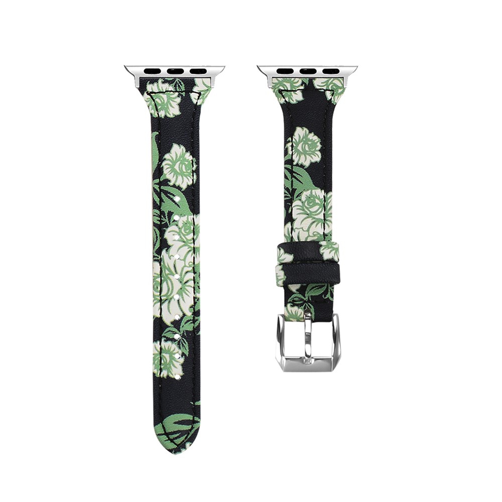 Blumenmuster Armband Aus Echtem Leder Armband Für Apple Watch-Serie 3/2/1 38mm - Stil E-1