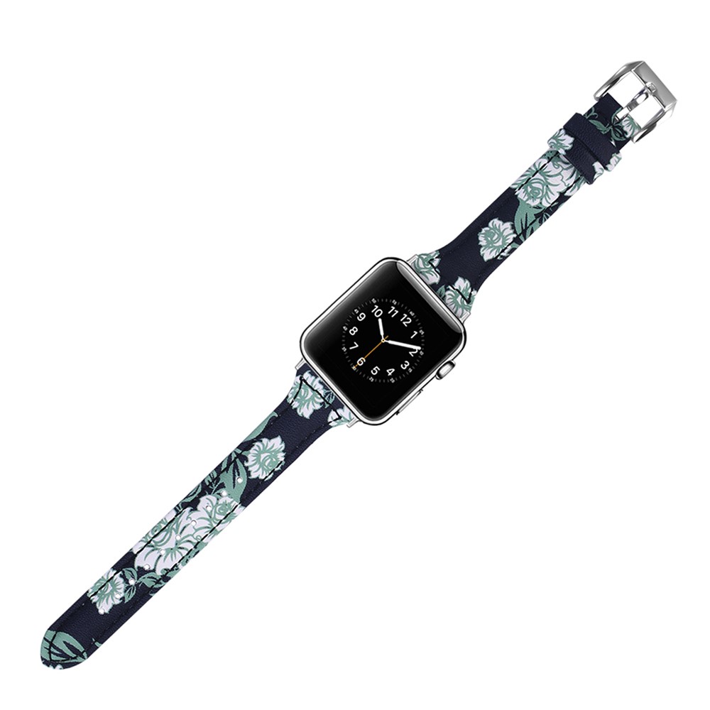 Blumenmuster Armband Aus Echtem Leder Armband Für Apple Watch-Serie 3/2/1 38mm - Stil E-3