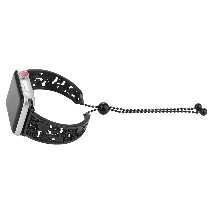 Stylish Stainless Steel Watchband Bracelet with Flower Decor for Apple Watch Series 5 4 44mm, Series 3 / 2 / 1 42mm - Black-3
