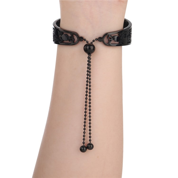 Stylish Stainless Steel Watchband Bracelet with Flower Decor for Apple Watch Series 5 4 44mm, Series 3 / 2 / 1 42mm - Black-4