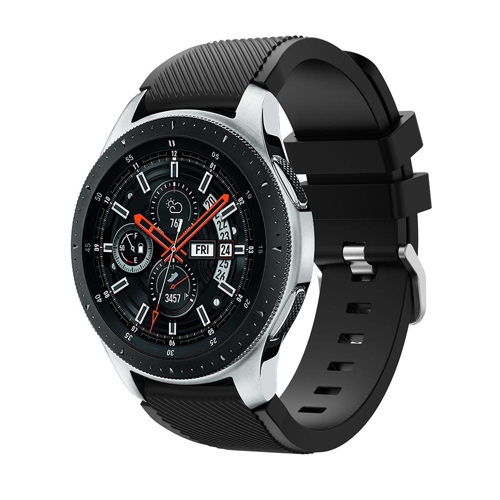 Texture Twill Silicone Watch Strap Réglable Band de Bracelet a Réglable Pour Samsung Galaxy Watch 46 mm - le Noir-2