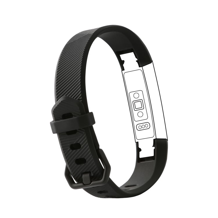 Adjustable Twill Texture TPE+TPU Strap for Fitbit Alta / Alta HR / Ace - Black-2