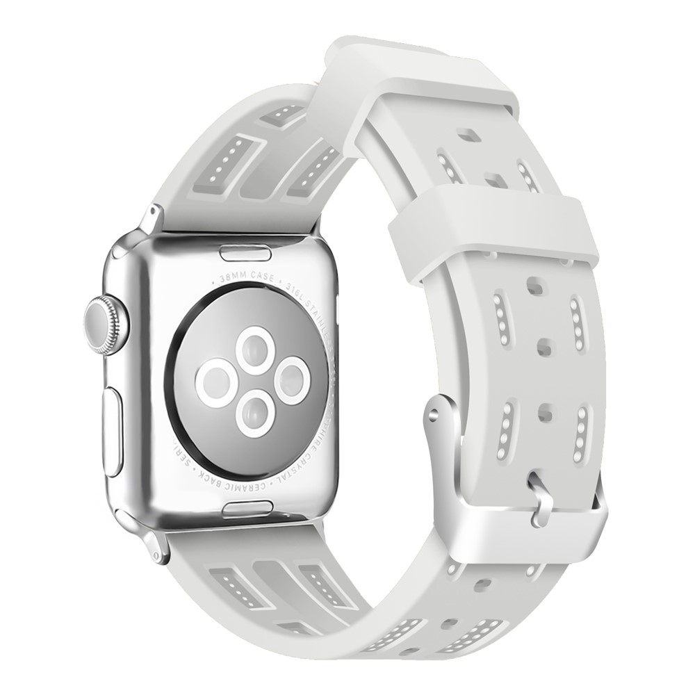Soft Silicon Adjustable Watch Strap for Apple Watch Series 4 44mm, Series 3 / 2 / 1 42mm - White-2