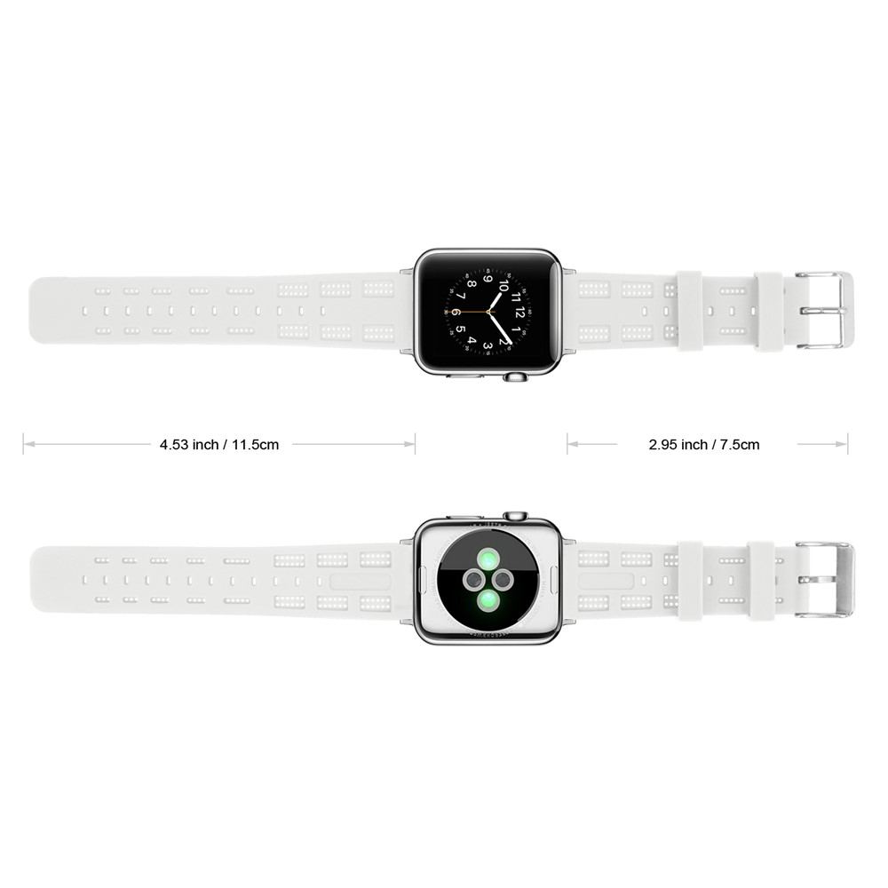 Soft Silicon Adjustable Watch Strap for Apple Watch Series 4 44mm, Series 3 / 2 / 1 42mm - White-4