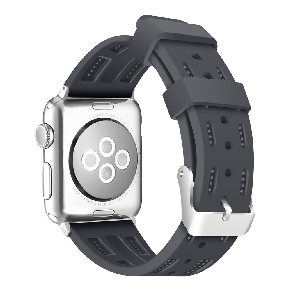 Adjustable Soft Silicon Watch Band Strap for Apple Watch Series 4 44mm, Series 3 / 2 / 1 42mm - Grey-2