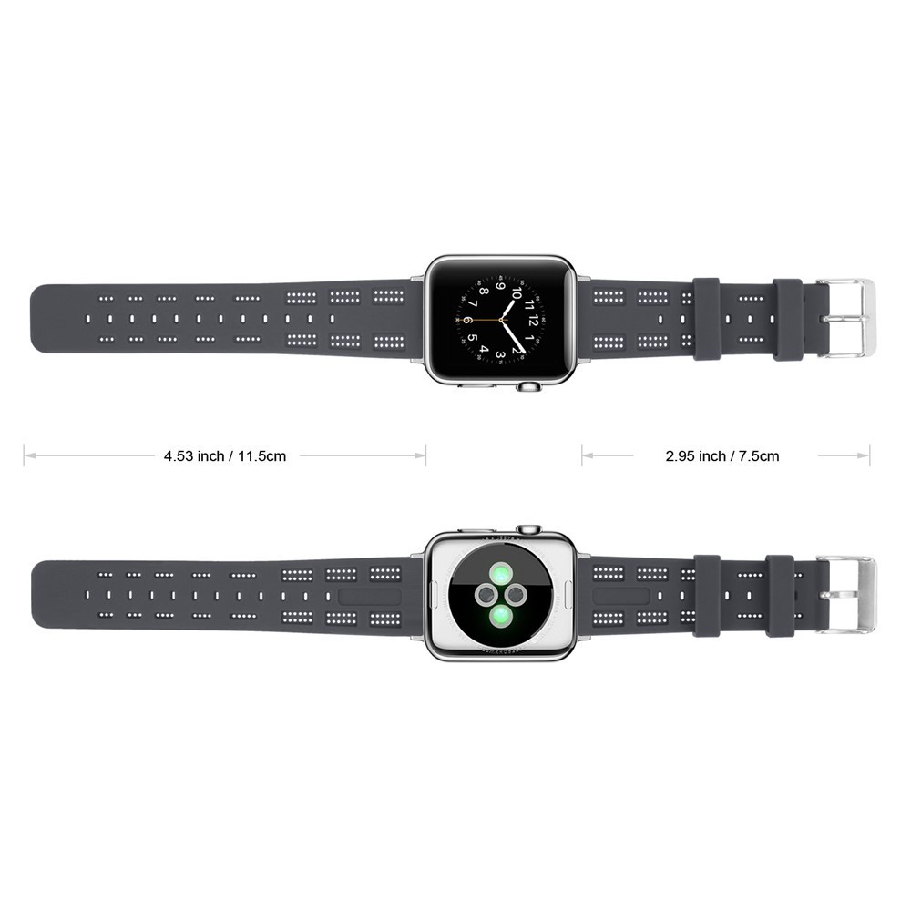 Adjustable Soft Silicon Watch Band Strap for Apple Watch Series 4 44mm, Series 3 / 2 / 1 42mm - Grey-4
