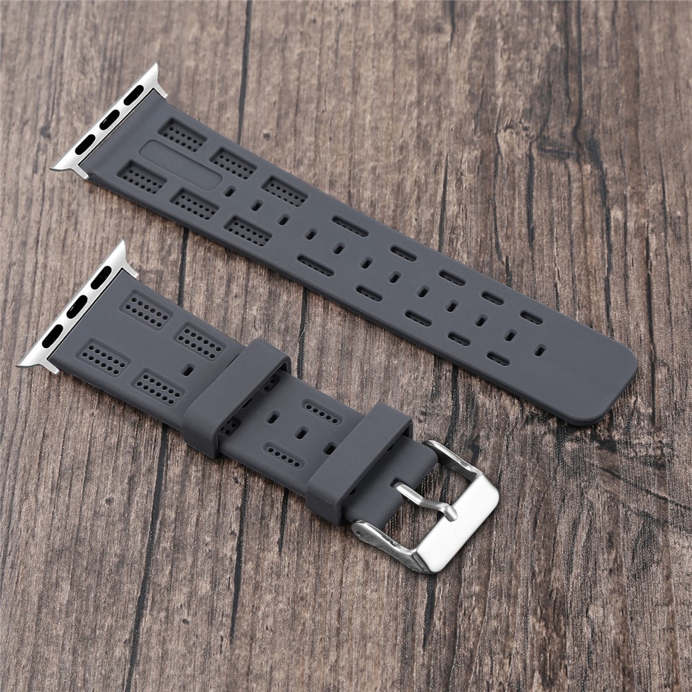 Adjustable Soft Silicon Watch Band Strap for Apple Watch Series 4 44mm, Series 3 / 2 / 1 42mm - Grey-6