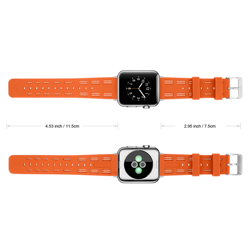 Silicon Watch Strap Adjustable Size for Apple Watch Series 4 44mm, Series 3 / 2 / 1 42mm - Orange-4