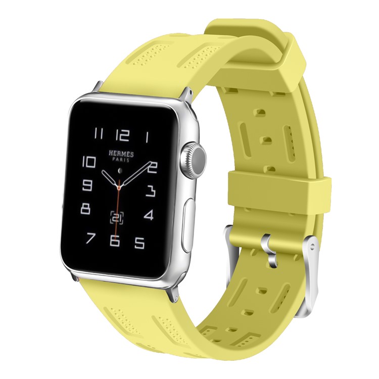 

Adjustable Soft Silicon Watch Band Strap for Apple Watch Series 4 44mm, Series 3 / 2 / 1 42mm - Yellow