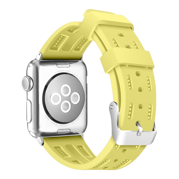 Adjustable Soft Silicon Watch Band Strap for Apple Watch Series 4 44mm, Series 3 / 2 / 1 42mm - Yellow-2