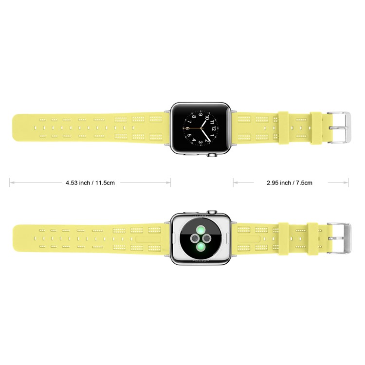 Adjustable Soft Silicon Watch Band Strap for Apple Watch Series 4 44mm, Series 3 / 2 / 1 42mm - Yellow-4