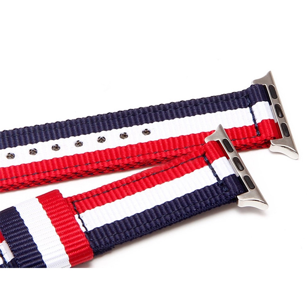 Metal Buckle Woven Nylon Watch Strap for Apple Watch Series 3 / 2 / 1 38mm - Black / White / Red-10