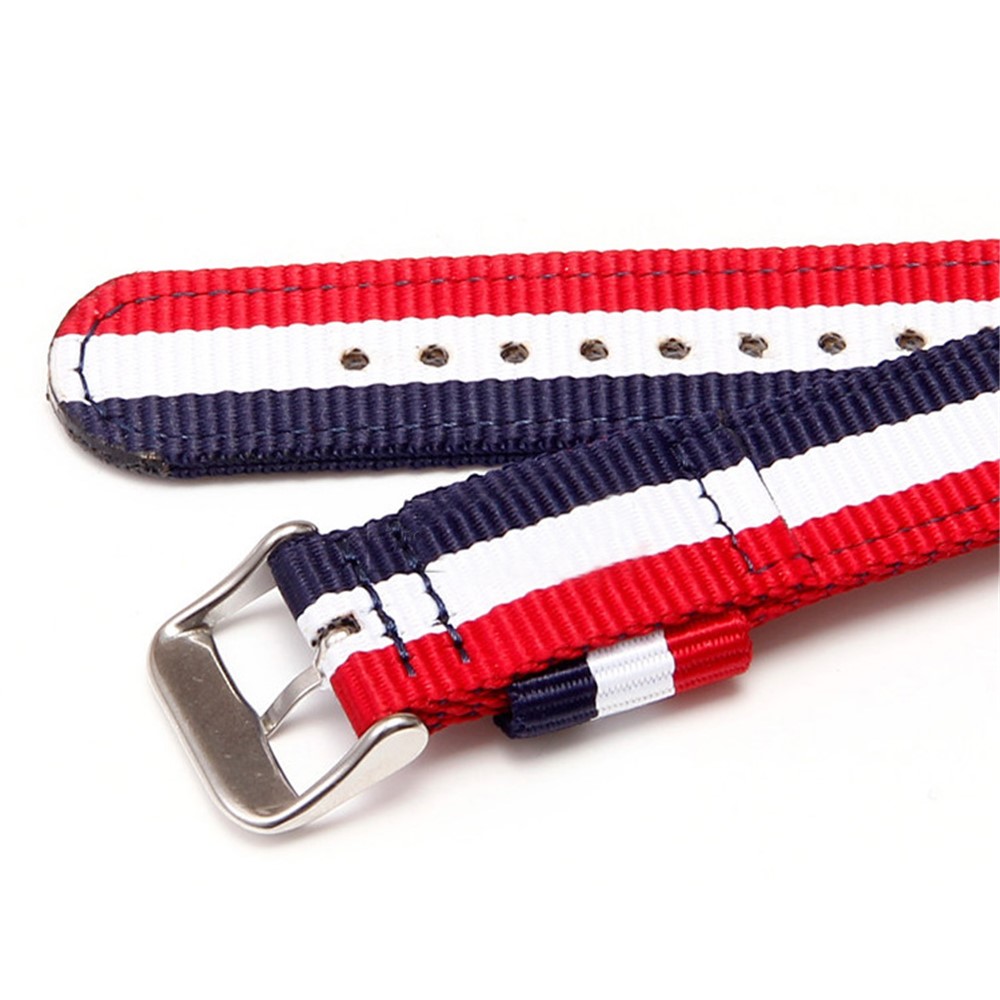 Metal Buckle Woven Nylon Watch Strap for Apple Watch Series 3 / 2 / 1 38mm - Black / White / Red-11