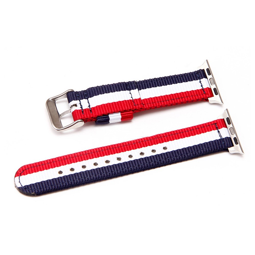 Metal Buckle Woven Nylon Watch Strap for Apple Watch Series 3 / 2 / 1 38mm - Black / White / Red-12