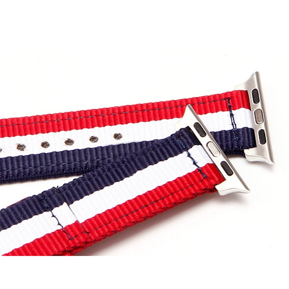Metal Buckle Woven Nylon Watch Strap for Apple Watch Series 3 / 2 / 1 38mm - Black / White / Red-13