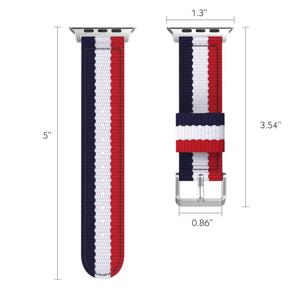 Metal Buckle Woven Nylon Watch Strap for Apple Watch Series 3 / 2 / 1 38mm - Black / White / Red-14