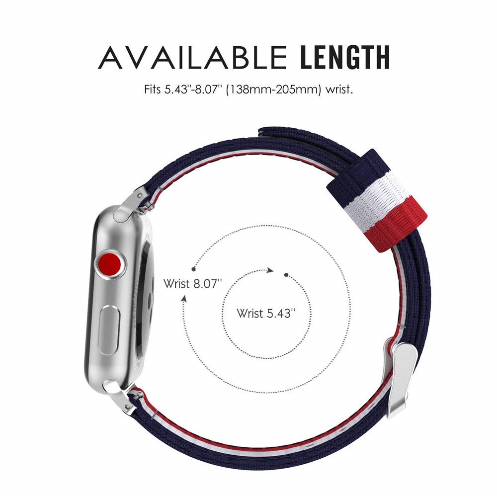 Metal Buckle Woven Nylon Watch Strap for Apple Watch Series 3 / 2 / 1 38mm - Black / White / Red-15