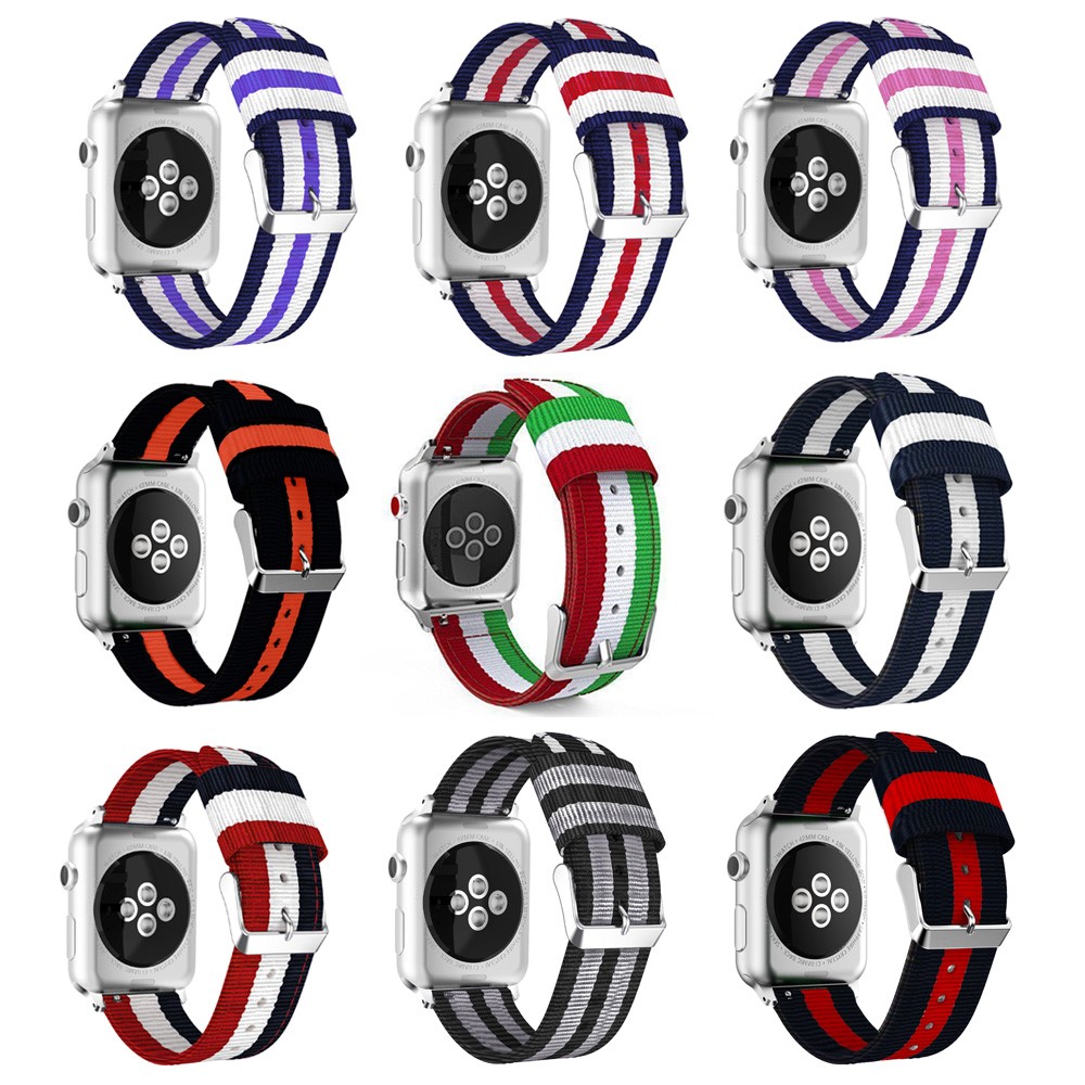 Metal Buckle Woven Nylon Watch Strap for Apple Watch Series 3 / 2 / 1 38mm - Black / White / Red-17